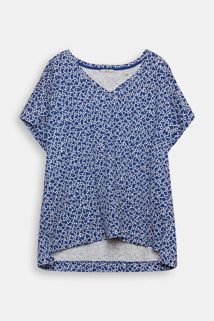 Katoenen T-shirt met V-hals en mozaiëkprint, INK, detail image number 0