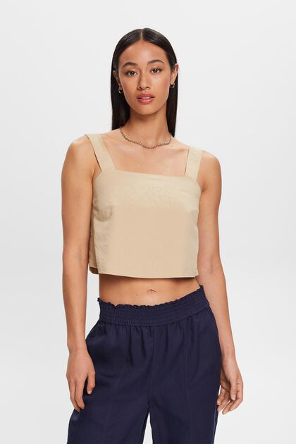 Cropped camisole top, linnenmix