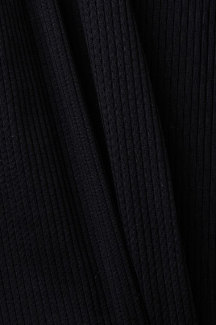Geribde midi-jurk met cut-out op de schouders, BLACK, detail image number 5