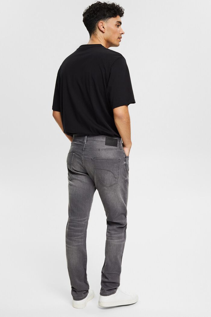 Jogger jeans met een denim look van een katoenmix, GREY MEDIUM WASHED, detail image number 1