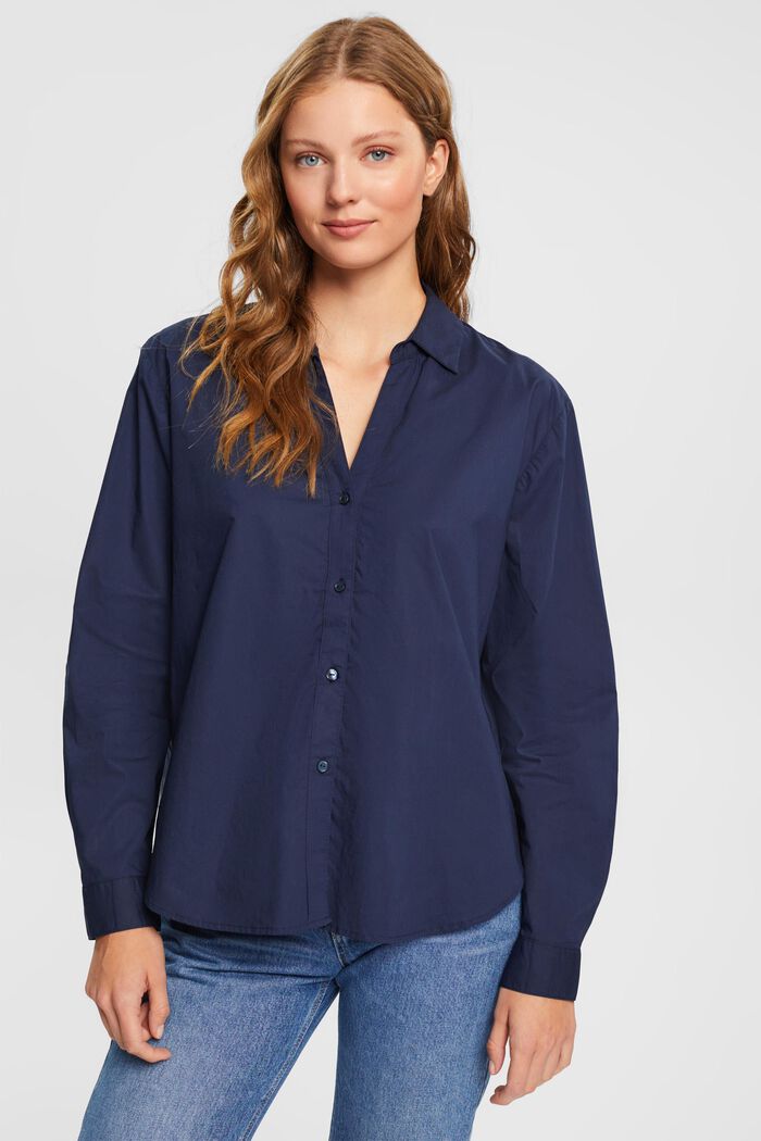Oversized blouse met een V-hals zonder sluiting, NAVY, detail image number 0
