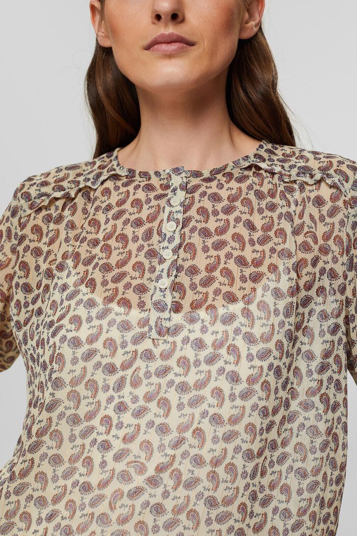 Chiffon blouse met paisleyprint en top, OFF WHITE, detail image number 2