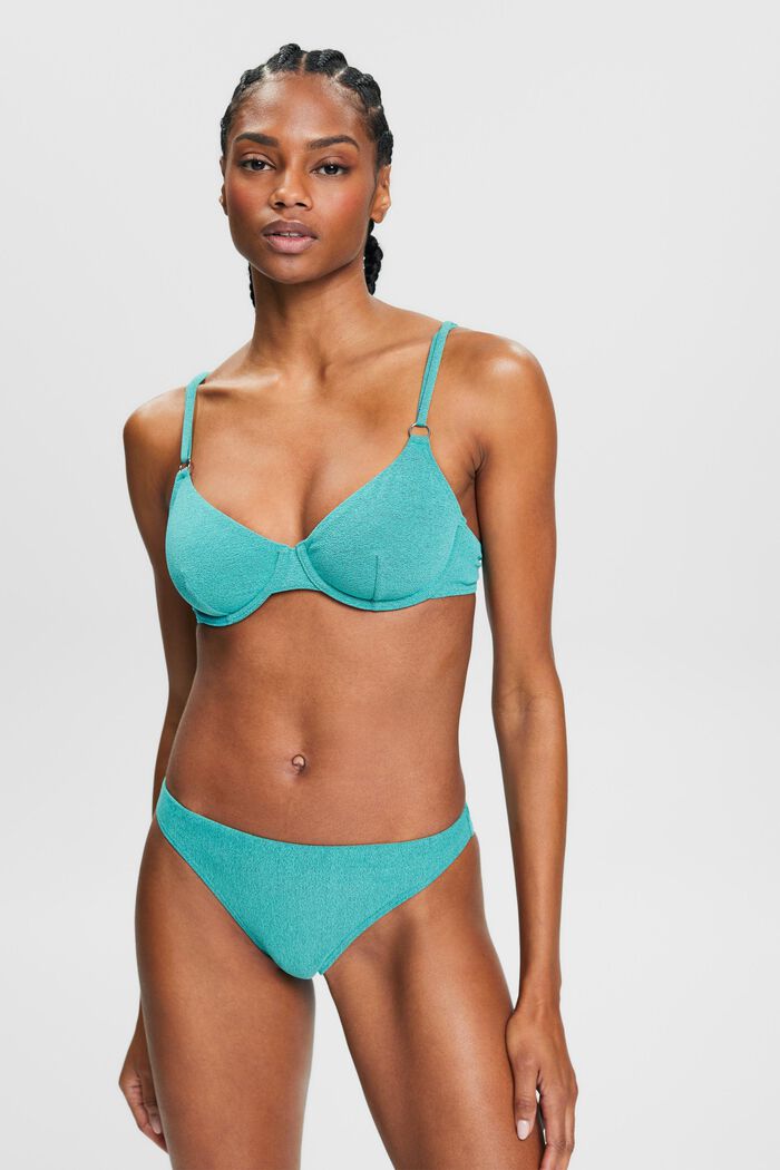 Tweekleurige bikinitop met beugels, AQUA GREEN, detail image number 0