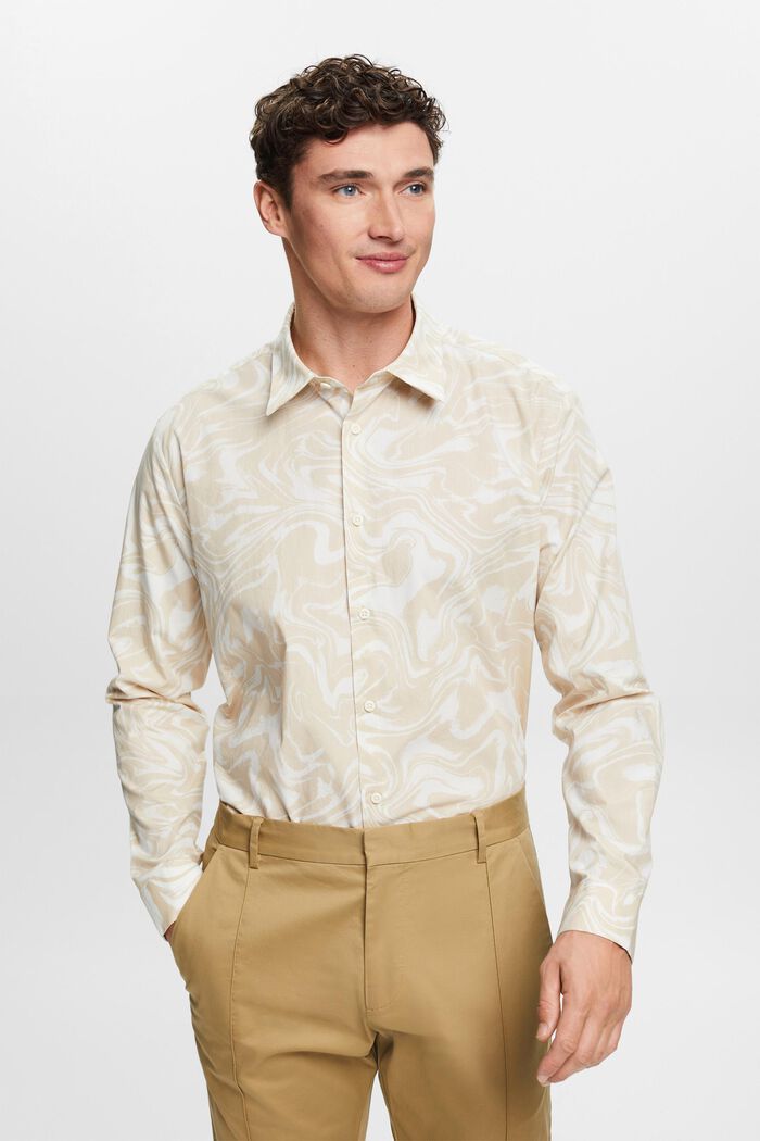 Overhemd met golvende retroprint, OFF WHITE, detail image number 0