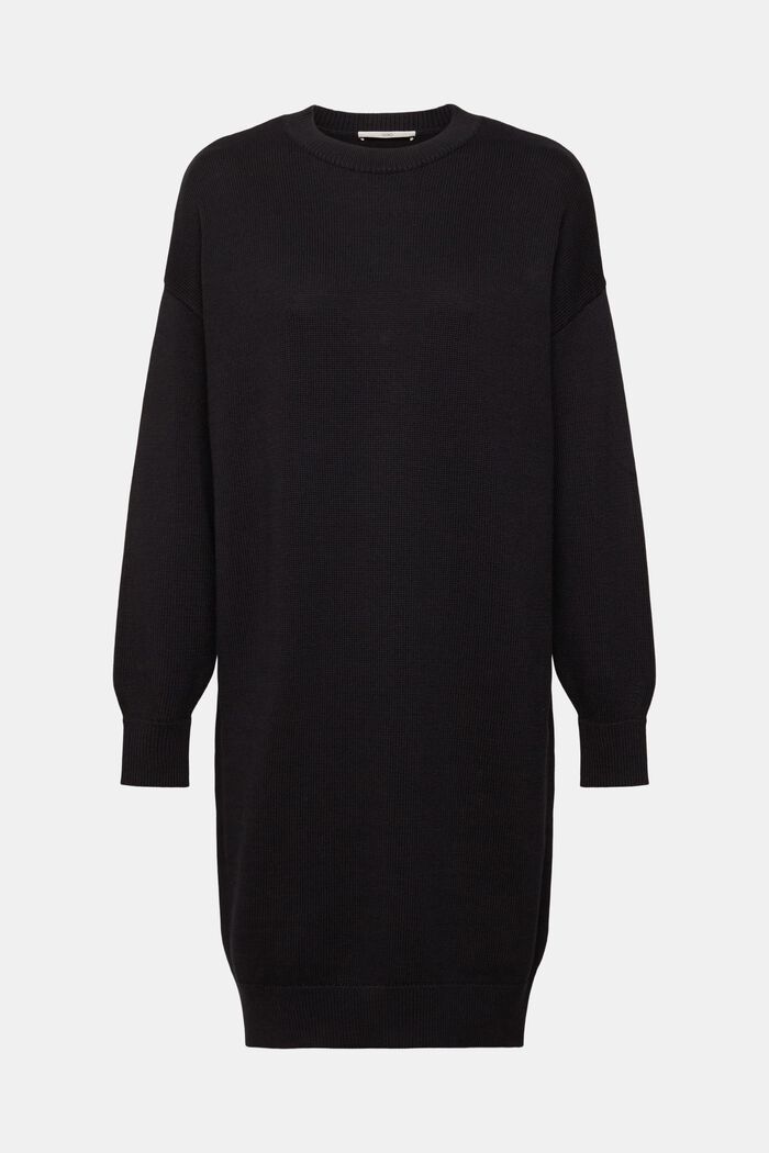 Gebreide jurk, 100% katoen, BLACK, overview