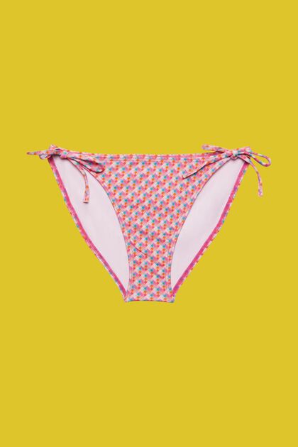 Meerkleurig bikinibroekje met strikkoordjes, PINK FUCHSIA, overview