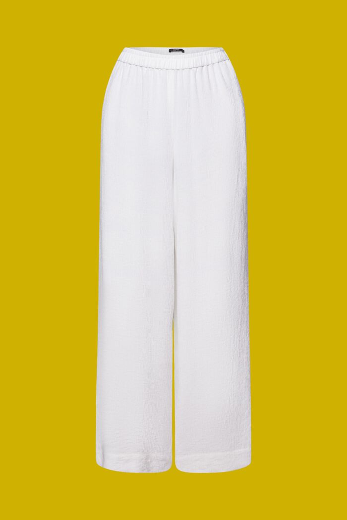 Crinkled pull-on broek met wijde pijpen, WHITE, detail image number 9