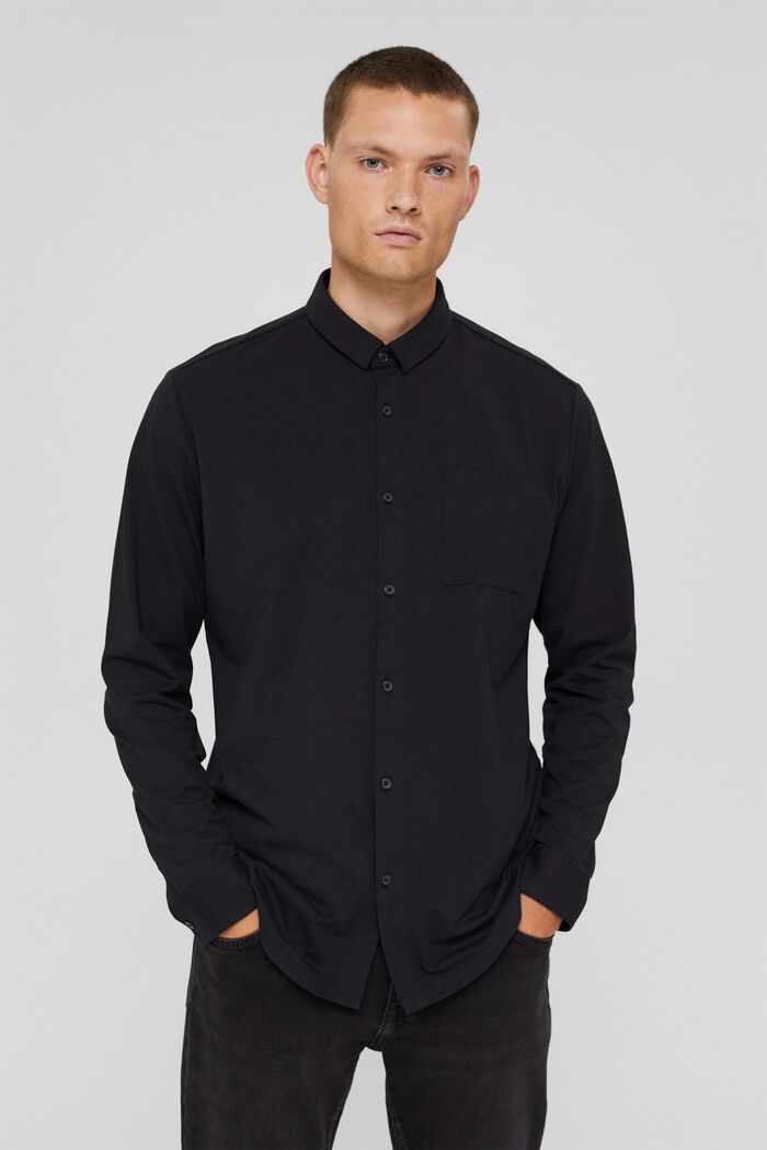 Jersey overhemd met COOLMAX®, BLACK, detail image number 0