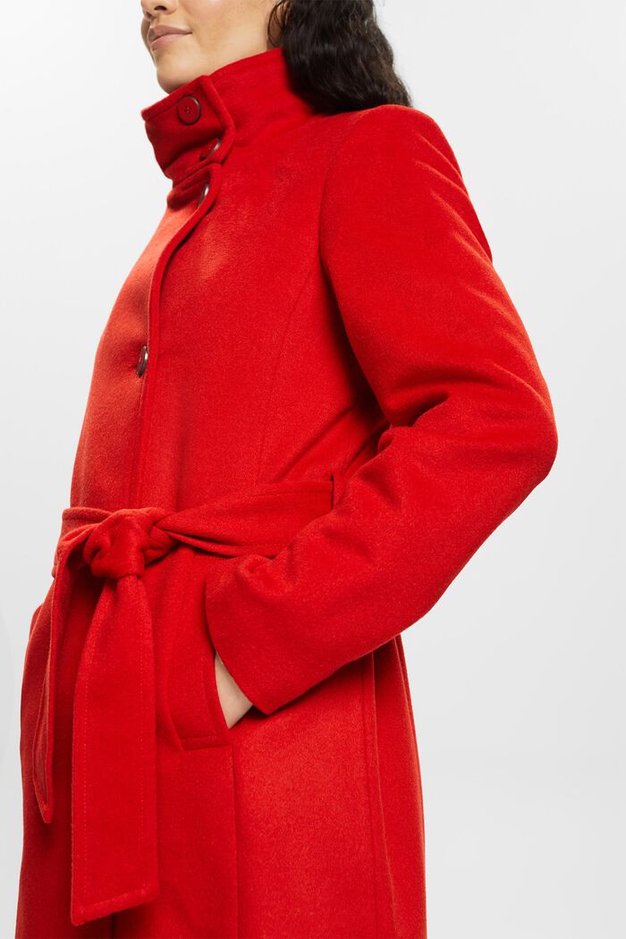 Gerecycled: mantel van een wolmix met kasjmier, RED, detail image number 1