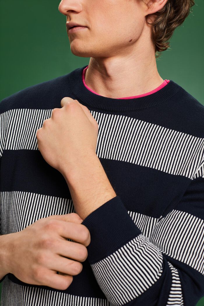 Gestreepte sweater van ribbreisel, NAVY, detail image number 3