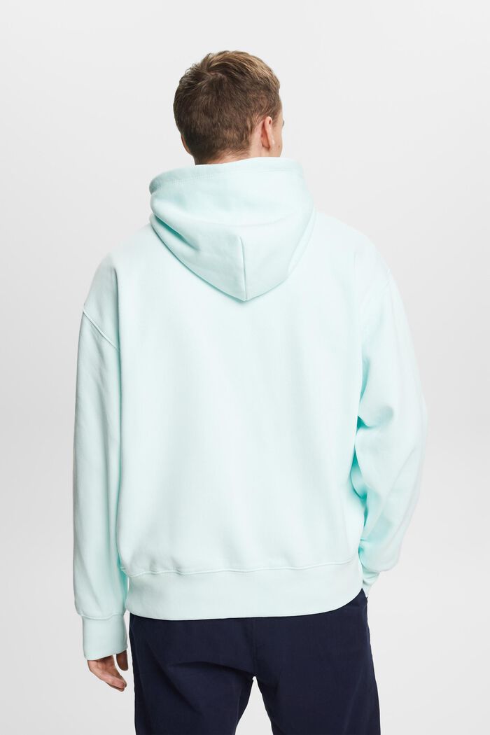 Sweatshirt van fleece met hoodie en logo, LIGHT AQUA GREEN, detail image number 2
