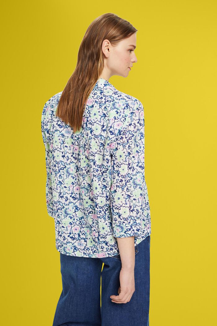 Katoenen blouse met bloemenprint, WHITE, detail image number 3