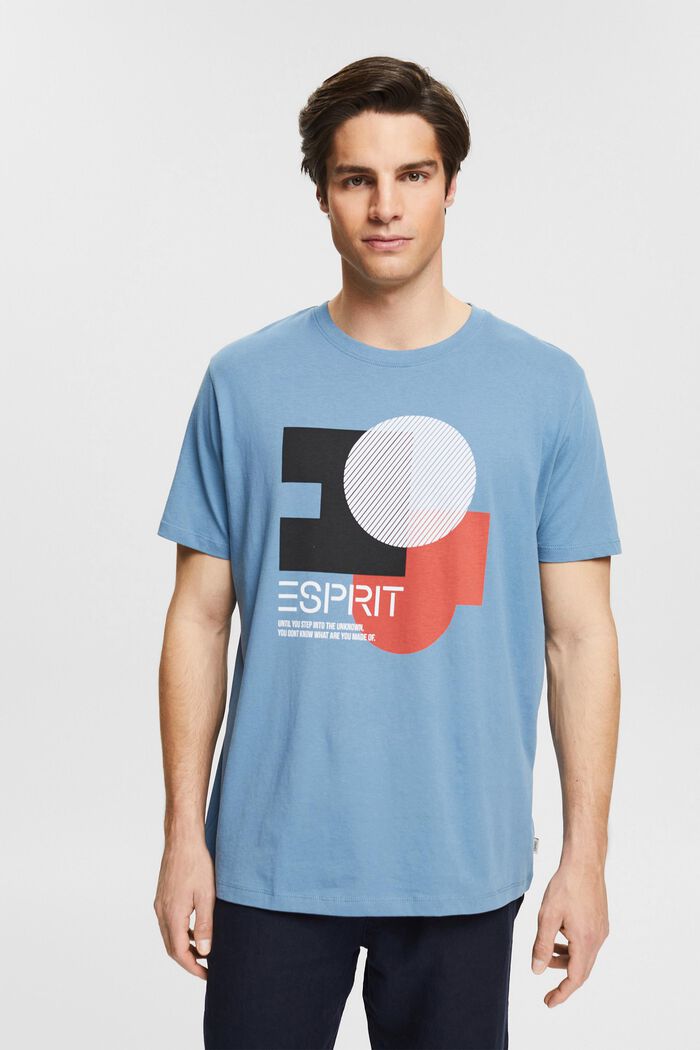 Jersey T-shirt met print, biologisch katoen, BLUE, detail image number 0