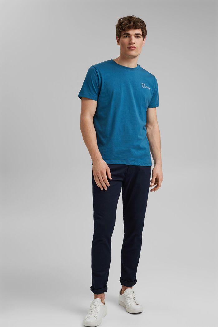Jersey T-shirt met print, 100% biologisch katoen, PETROL BLUE, detail image number 2