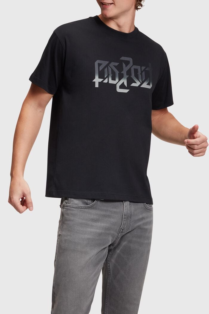 AMBIGRAM T-shirt met blokkenprint, BLACK, detail image number 0