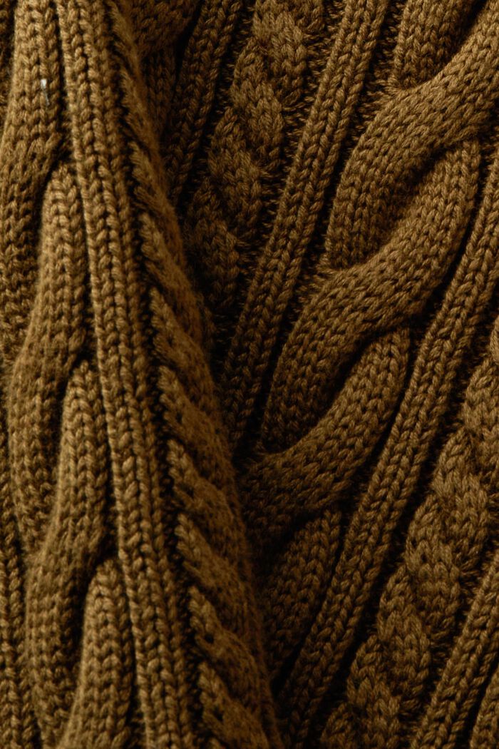 Katoenen trui met kabelpatroon, DARK KHAKI, detail image number 5