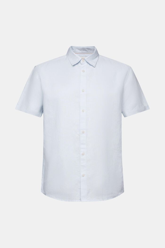 Shirt met korte mouwen van een linnen-katoenmix, LIGHT BLUE, detail image number 5