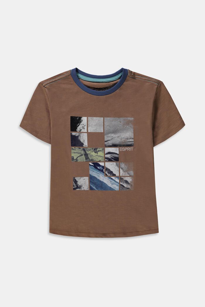 T-shirt met print van 100% katoen, TAUPE, detail image number 0