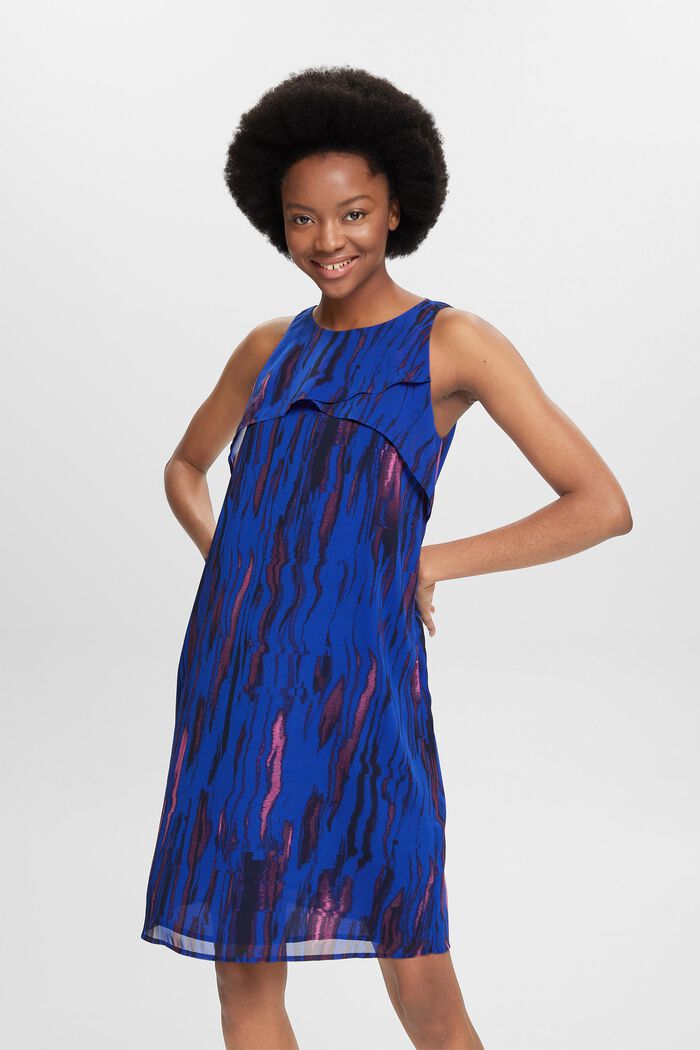Crêpe chiffon mini-jurk met print, BRIGHT BLUE, detail image number 4