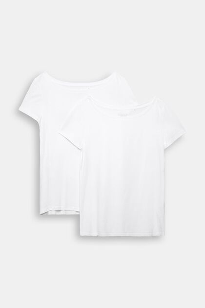 Set van twee: basic T-shirt, mix met biologisch katoen, WHITE, overview