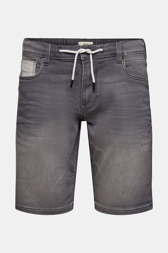 Korte jeans met tunnelkoord, GREY MEDIUM WASHED, detail image number 6