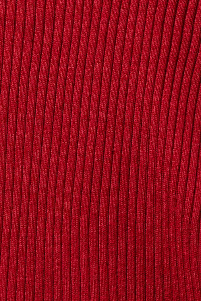 Ribgebreid vest met een asymmetrische zoom, DARK RED, detail image number 5