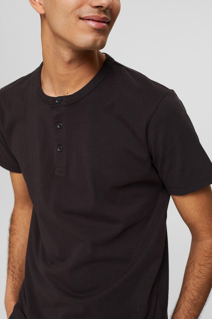 Jersey T-shirt met knoopsluiting, BLACK, detail image number 1
