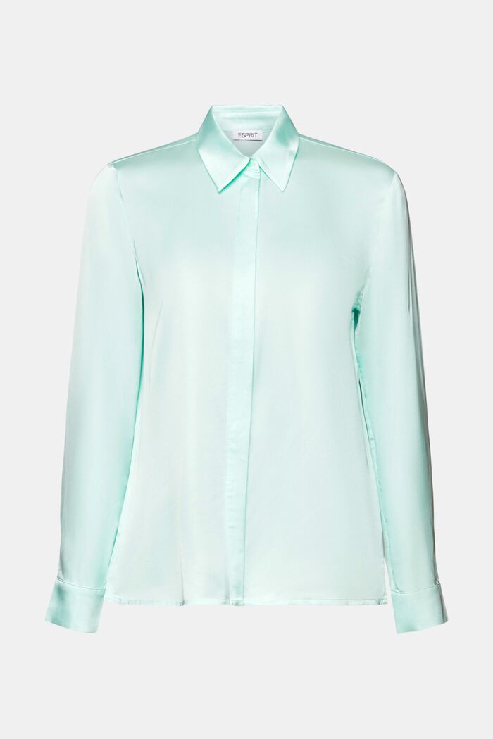 Satijnen blouse met lange mouwen, LIGHT AQUA GREEN, detail image number 6