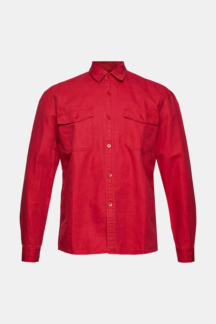 Van een linnenmix: oversized overhemd, RED, detail image number 6