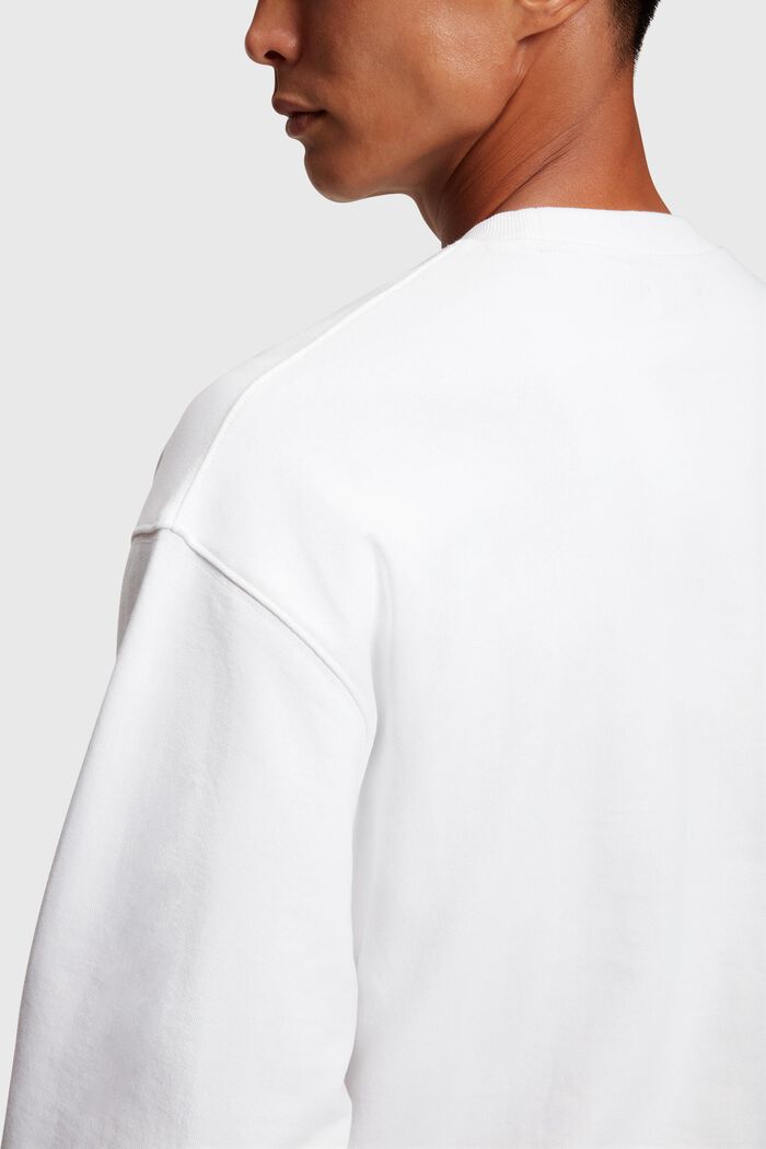 Matglanzend sweatshirt met label, WHITE, detail image number 3