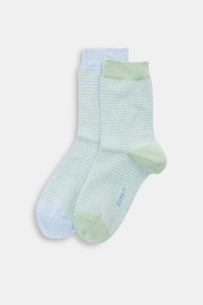 Set van 2 paar gestreepte sokken, organic cotton, GREEN, overview