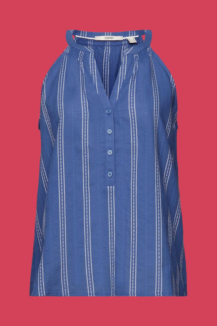 Mouwloze gestreepte blouse, 100% katoen, INK, detail image number 6
