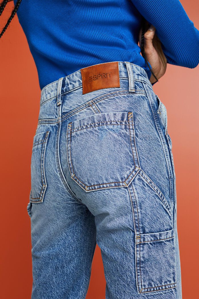 Straight jeans met hoge taille, BLUE LIGHT WASHED, detail image number 3