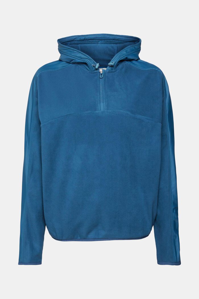 Fleece sweatshirt met capuchon, PETROL BLUE, detail image number 6