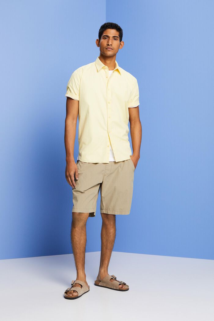 Buttondown-overhemd met korte mouwen, LIGHT YELLOW, detail image number 1