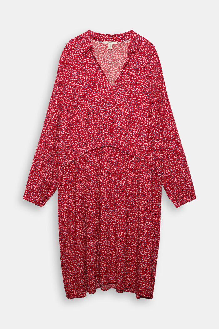 CURVY jurk met print van LENZING™ ECOVERO™, RED, detail image number 0