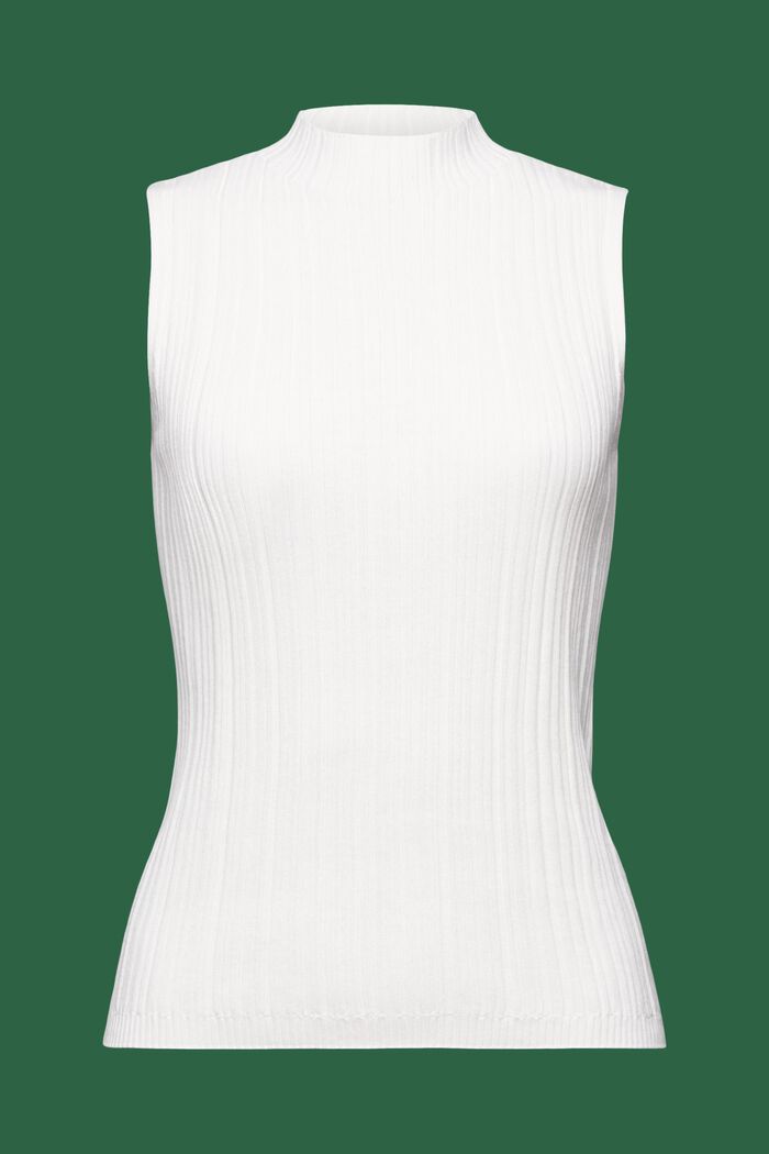Geribde mouwloze trui, WHITE, detail image number 6