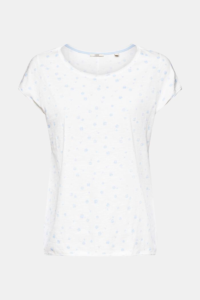 Gebloemd T-shirt met rolrandjes, OFF WHITE, detail image number 7