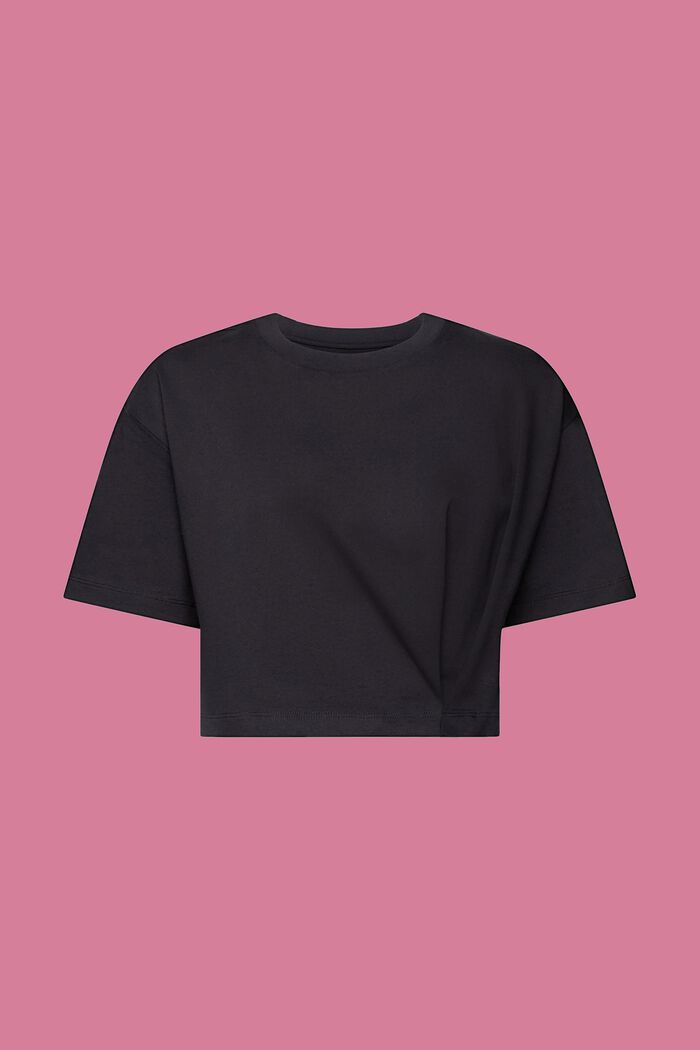 Cropped jersey T-shirt met ronde hals, BLACK, detail image number 6