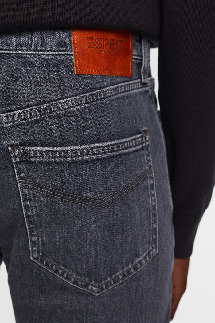 Mid-rise jeans met rechte pijpen, BLACK MEDIUM WASHED, detail image number 4