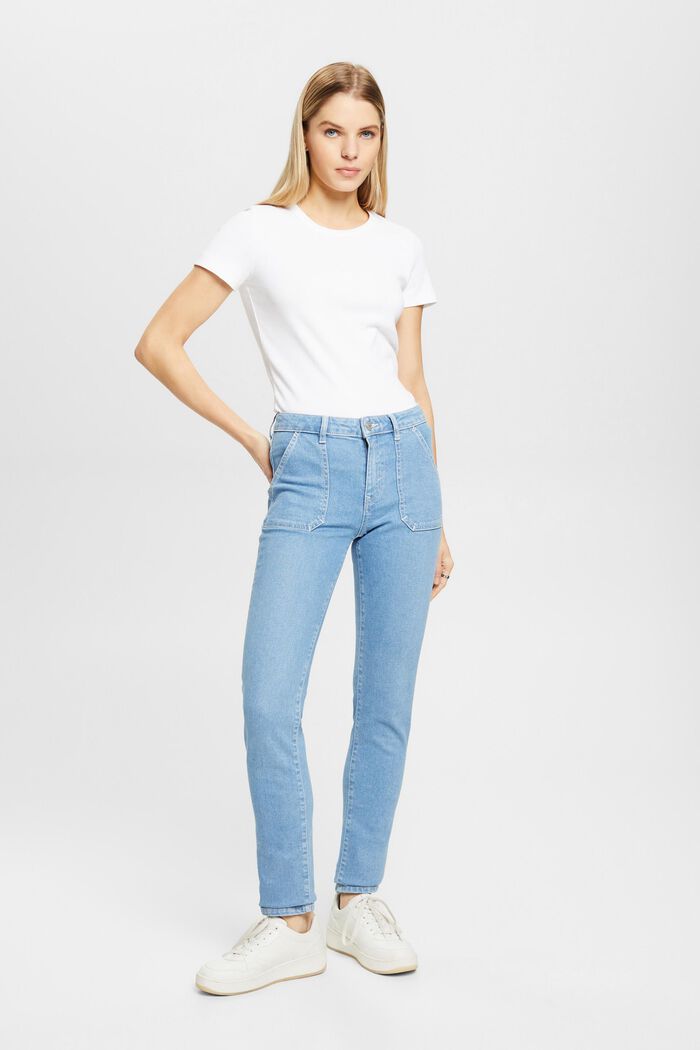 Slim fit-jeans met middelhoge taille, BLUE LIGHT WASHED, detail image number 5
