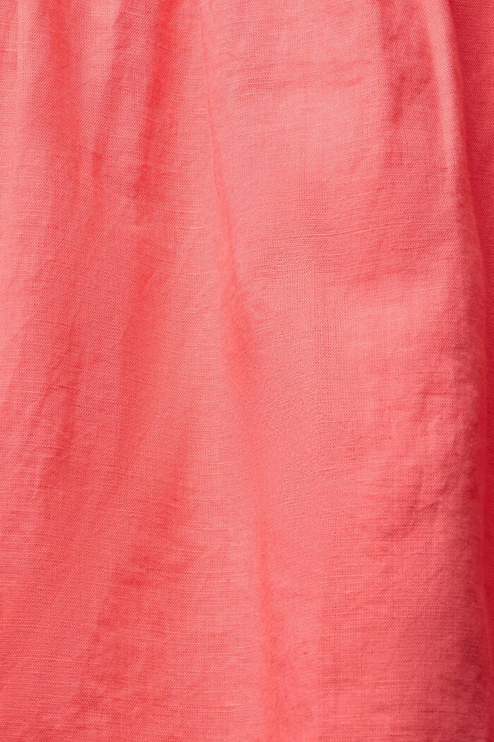 Van een linnenmix: jurk met knoopsluiting, CORAL RED, detail image number 4