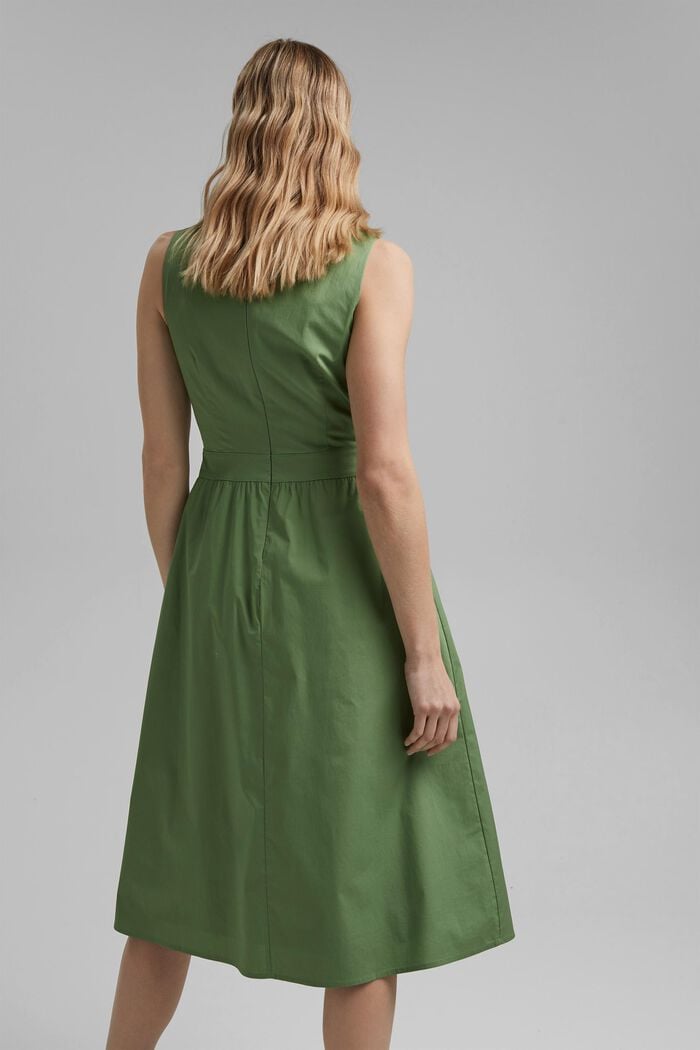 Popeline midi-jurk van biologisch katoen, LEAF GREEN, detail image number 2