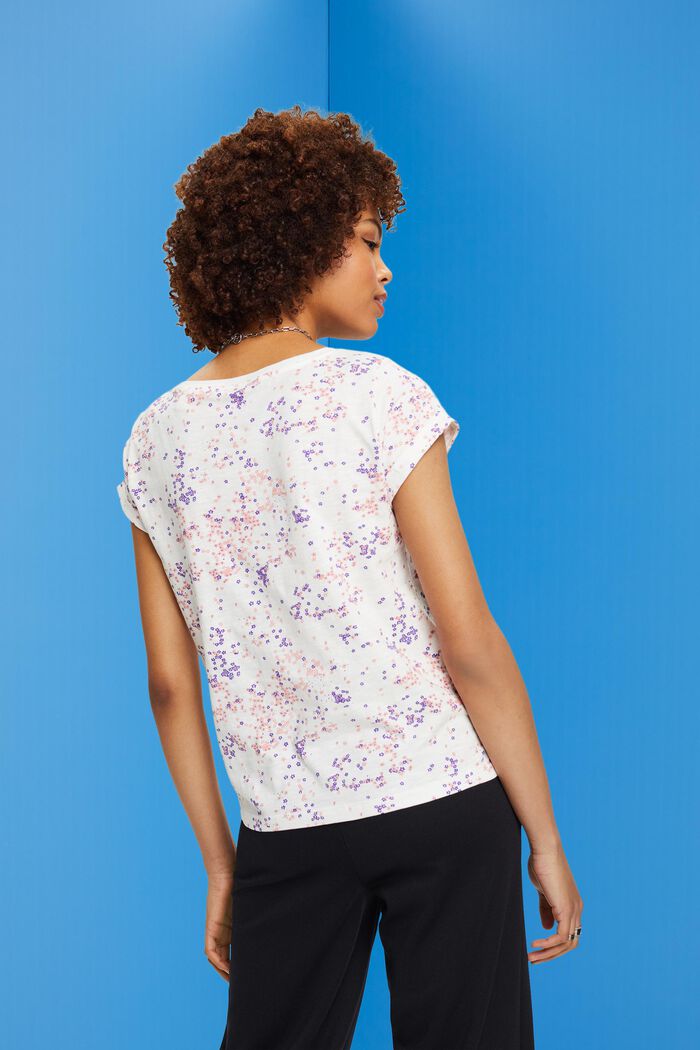 Katoenen shirt met bloemenprint, OFF WHITE, detail image number 3