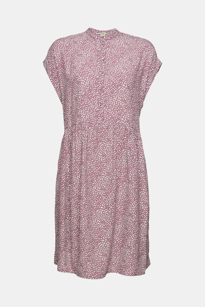 Mini-jurk met knoopsluiting en motief, MAUVE, overview