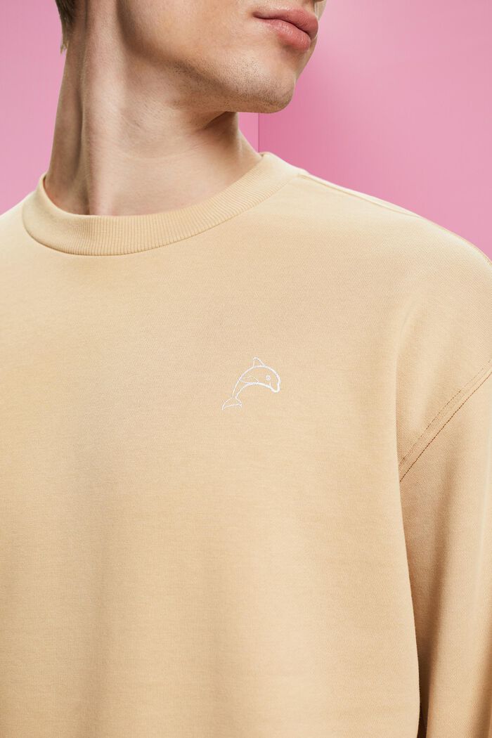 Sweatshirt met een kleine dolfijnenprint, SAND, detail image number 2