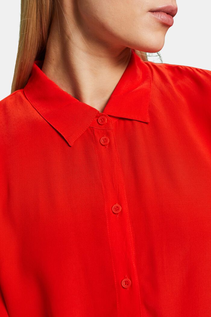 Overhemdblouse van crêpe, RED, detail image number 3