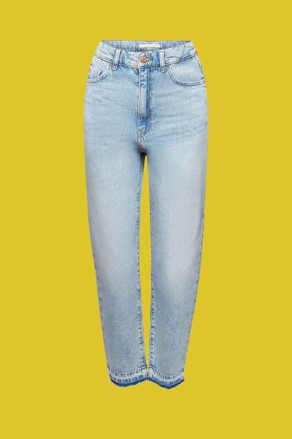 Jaren ‘90 jeans met hoge taille en gerafelde zomen, BLUE MEDIUM WASHED, overview