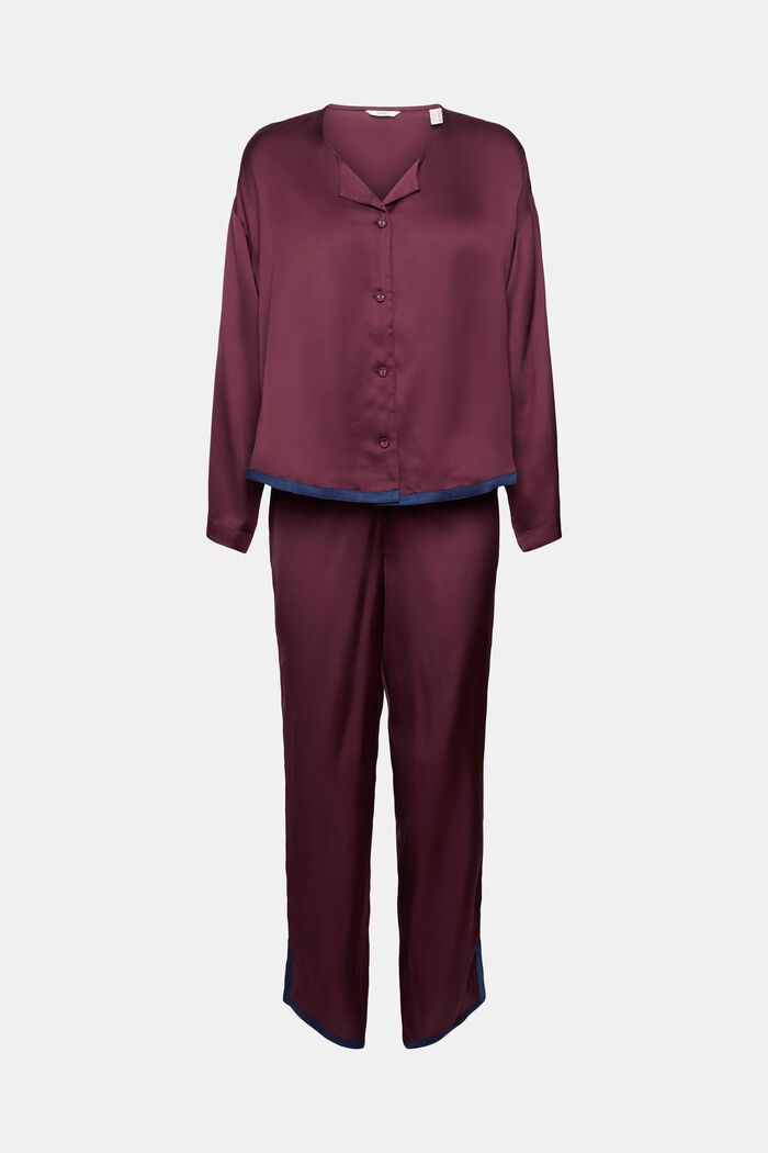 Satijnen pyjama, BORDEAUX RED, detail image number 6