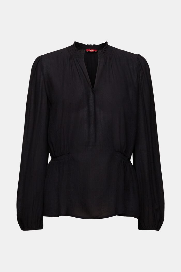 Crêpe blouse met V-hals, BLACK, detail image number 6